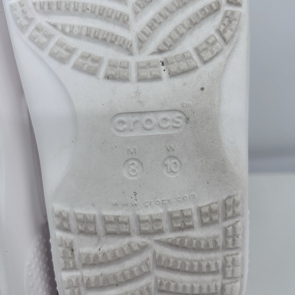 Crocs Classic Two-Strap‎ Slide Sandals Size Women 10 Mens 8 White Comfort Casual - Picture 8 of 9